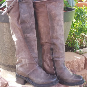 AS98 NOCTURNE TAUPE BROWN LEATHER KNEE HIGH BOOTS